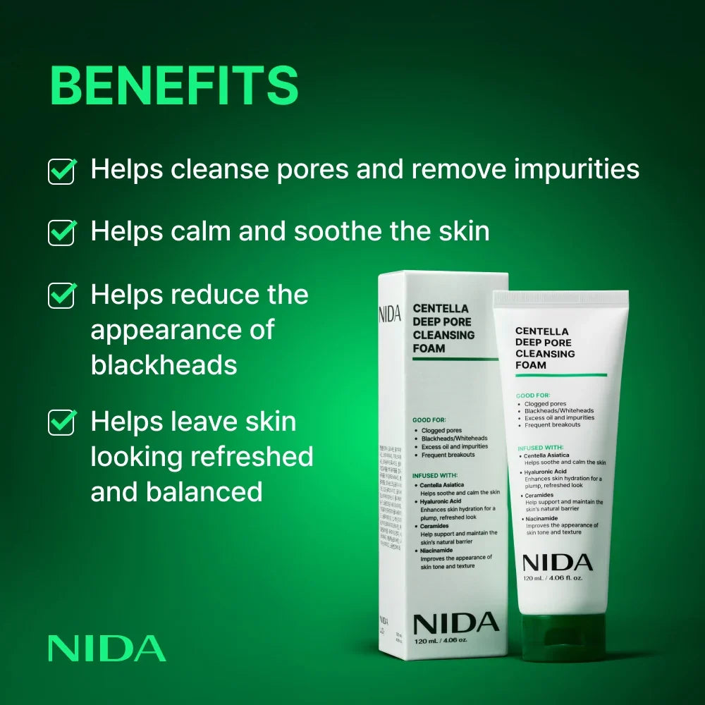 NIDA Centella Deep Pore Cleansing Foam - 120ml